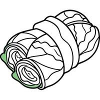 Green Brussels sprouts wrapped in smoked bacon vector
