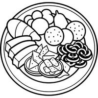 Assorted Italian cured meats and cheese platter. vector