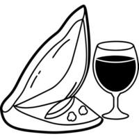Jamon with red wine on a black background vector