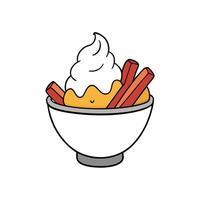 Air-fryer potato chips with ice-cream and bacon vector