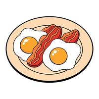 Delicious Fried Eggs with Crispy Bacon vector