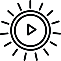 uma Preto e branco imagem do uma Sol com uma jogar botão png