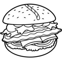 A bacon cheeseburger with tomato and onion vector
