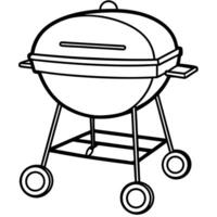 A grill with wheels and a handle on top. vector