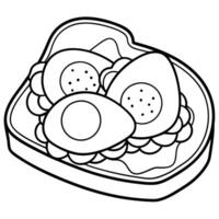 Healthy avocado toast with poached eggs vector