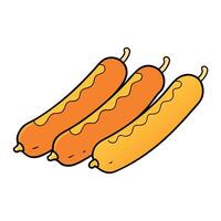 A group of sausages with mustard on them vector