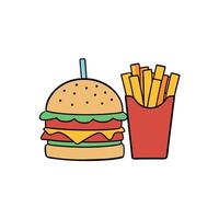 Classic Cheeseburger with Fries and Soda vector