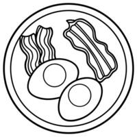 Fire egg and bacon and sausage on white plat vector