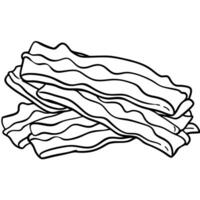 A pile of bacon is on a white background vector