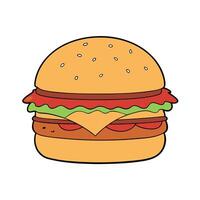 A large cheeseburger with bacon and cheese vector