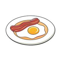 A white plate topped with bacon and an egg vector