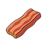 A thick piece of bacon on a white background. vector