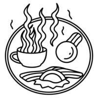 Bacon. eggs breakfast on an open fire vector