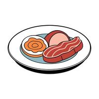 A plate of food with bacon. lard. and meat. Raw pork fresh concept. A plate of food with meat. bacon vector