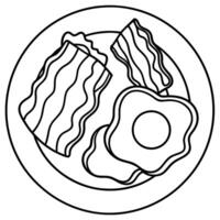 Crispy Bacon and Fried Eggs on a Plate vector