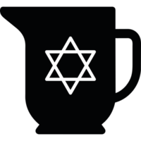 A black and white image of a pitcher with a star of david png