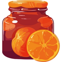 Orange juice in a jar with slices of oranges png