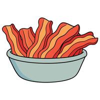 Crispy tasty slices of bacon in a bowl vector