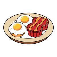 A plate of bacon and cheese egg muffins vector