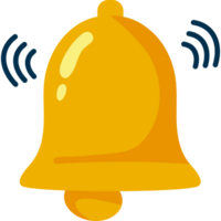 A yellow bell with a blue circle around it png