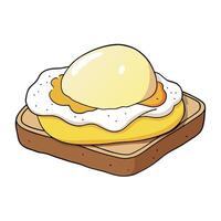 Close-up of Poached Egg Benedict with Hollandaise Sauce on Toasted Bread. eggs benedict. hollandaise vector