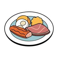 A plate of food with bacon. lard. and meat. Raw pork fresh concept. A plate of food with meat. bacon vector