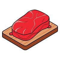 A closeup image showcasing a piece of red meat on a cutting board. ready to be used as an ingredient vector