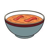 A bowl of soup with bacon vector