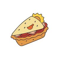 Chicken panini with bacon and cheese vector