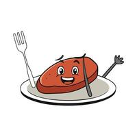 Steak on Plate with Fork vector