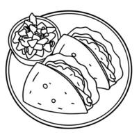 Breakfast tacos with hashbrowns scrambled eggs and bacon topped with cheese and green onion overhead vector