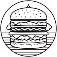 Double cheeseburger with all the trimmings. set against a wooden backdrop that accentuates the feel vector