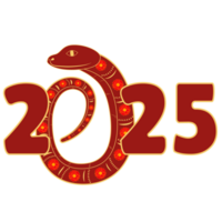 Chinese 2025 Red New Year Numeric. Zodiac Asia Snake with Ornament png
