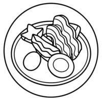 A plate of food with eggs and bacon vector