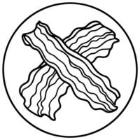Close-up of crispy bacon strips on a rustic wooden background . bacon. breakfast. food. pork. tasty. vector