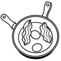 A pan of bacon and eggs vector