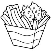 Fries with cheddar and bacon closeup vector