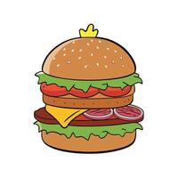 Hamburger. cheeseburger. chicken burger. burger with lettuce. cheese. bacon. pickle. tomato. sauce. vector