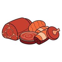 Assorted Raw Meat on White Background vector