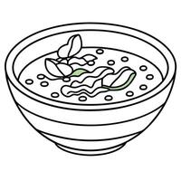 Green pea and bacon soup in a bowl vector