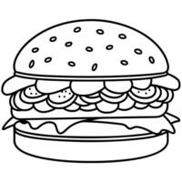 Burger with cheese on the table vector