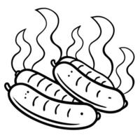 Grilled sausages smoke. vector
