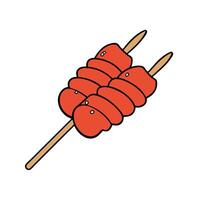 Grilled meat on sticks vector