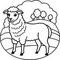 Sheep in the green field vector