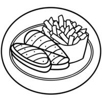 A plate of steak and fries vector
