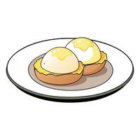 Close-up of eggs benedict on a plate vector