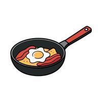 A pan with bacon and eggs on it vector