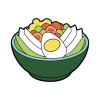 Cobb salad with boiled eggs and bacon vector