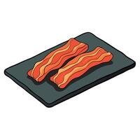 Crispy fried bacon slices on a slate. vector