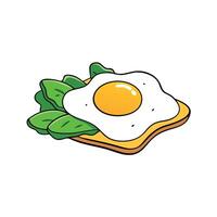 Fried egg on top of an arugula salad vector